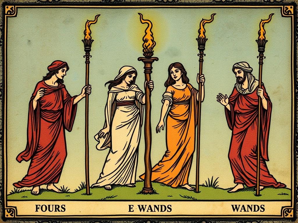 Четверки и стабильность в таро. Четвёрка Жезлов Четверки и стабильность в таро. Четвёрка Жезлов